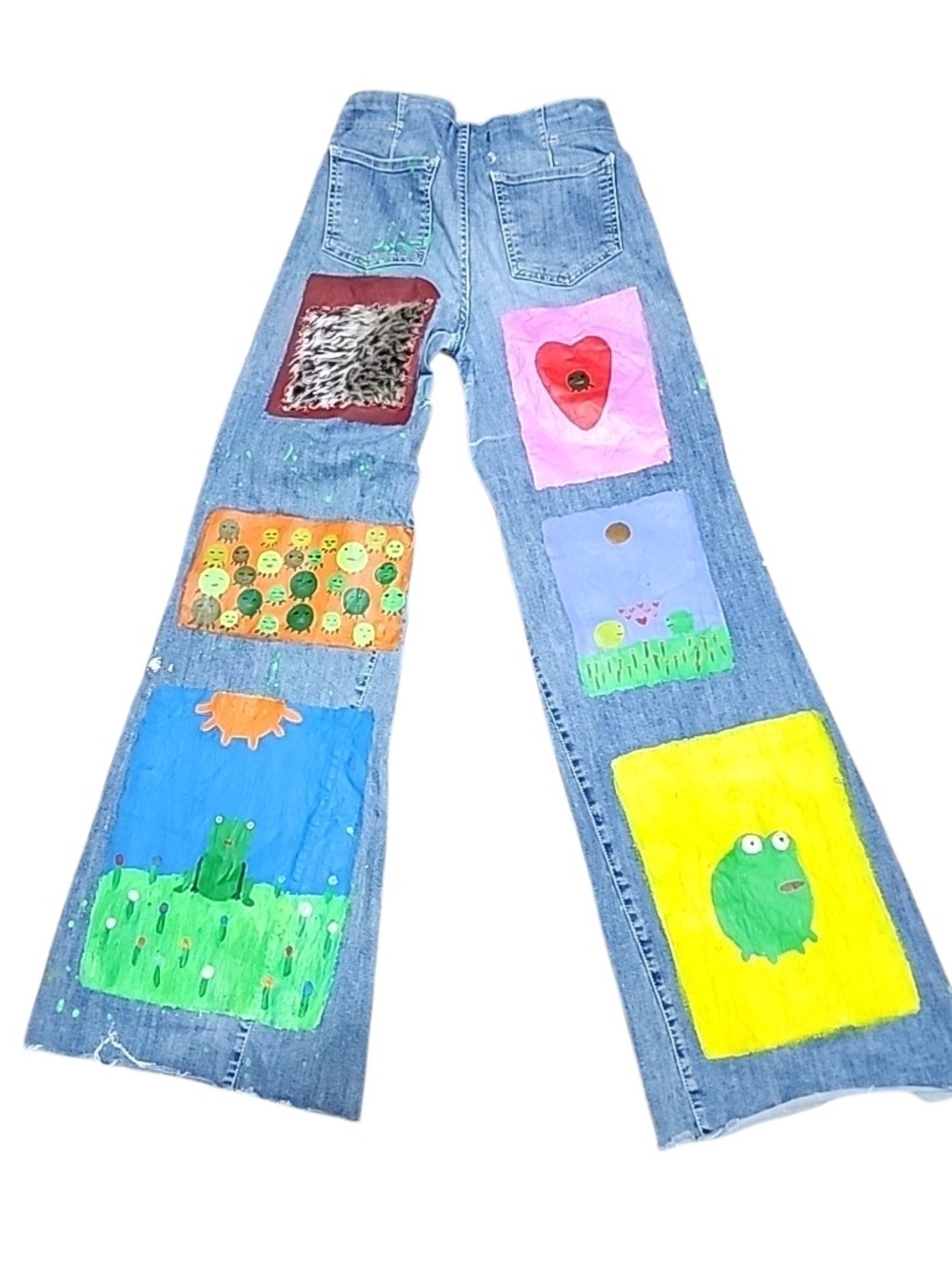 FREE PEOPLE Wearable Art Jeans | Size 29 | Pull-On Stretch Denim | One of a Kind